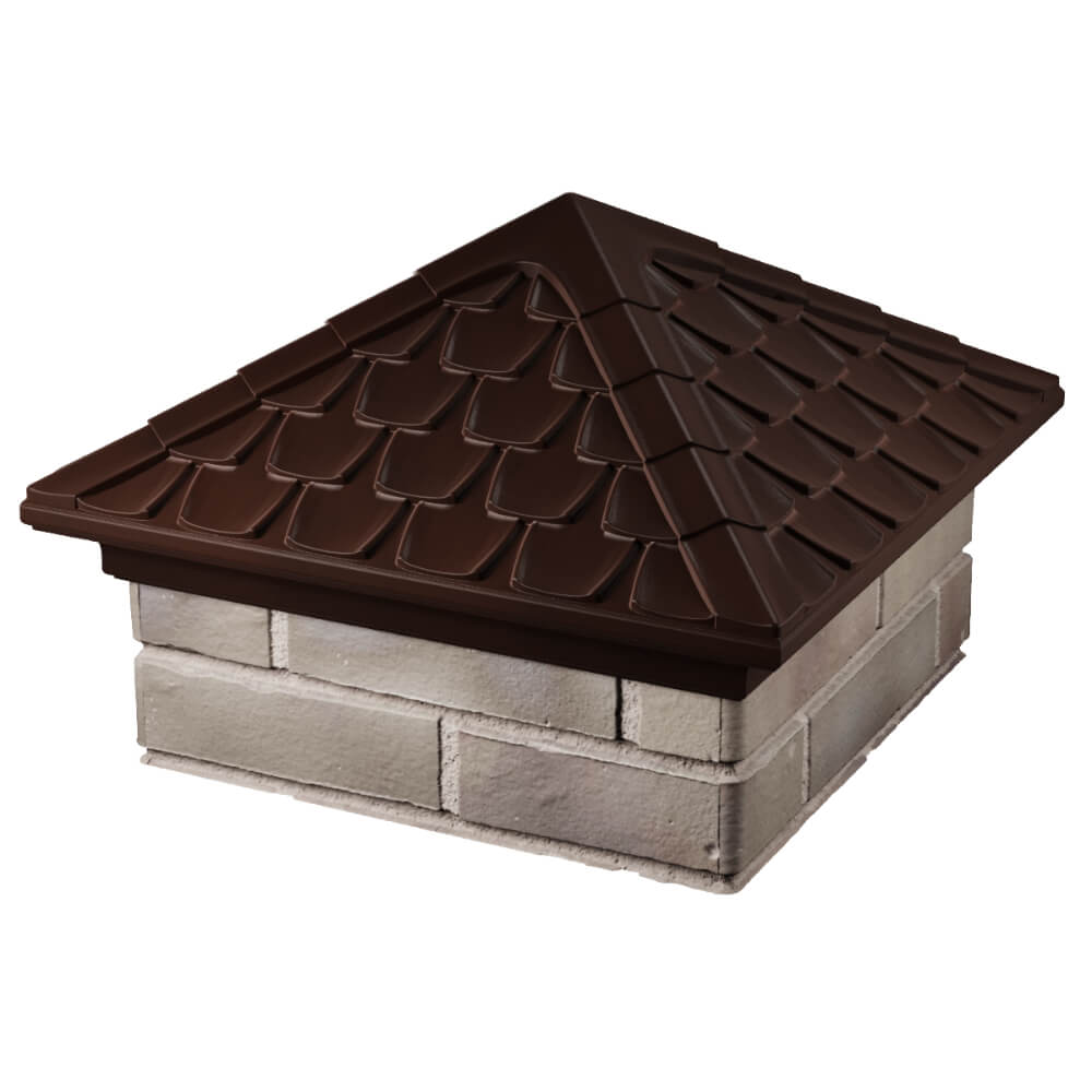 Колпак Zking Эльбрус Коричневый на столб 1.5х1.5 кирпича (385х385мм) в Туринске фото