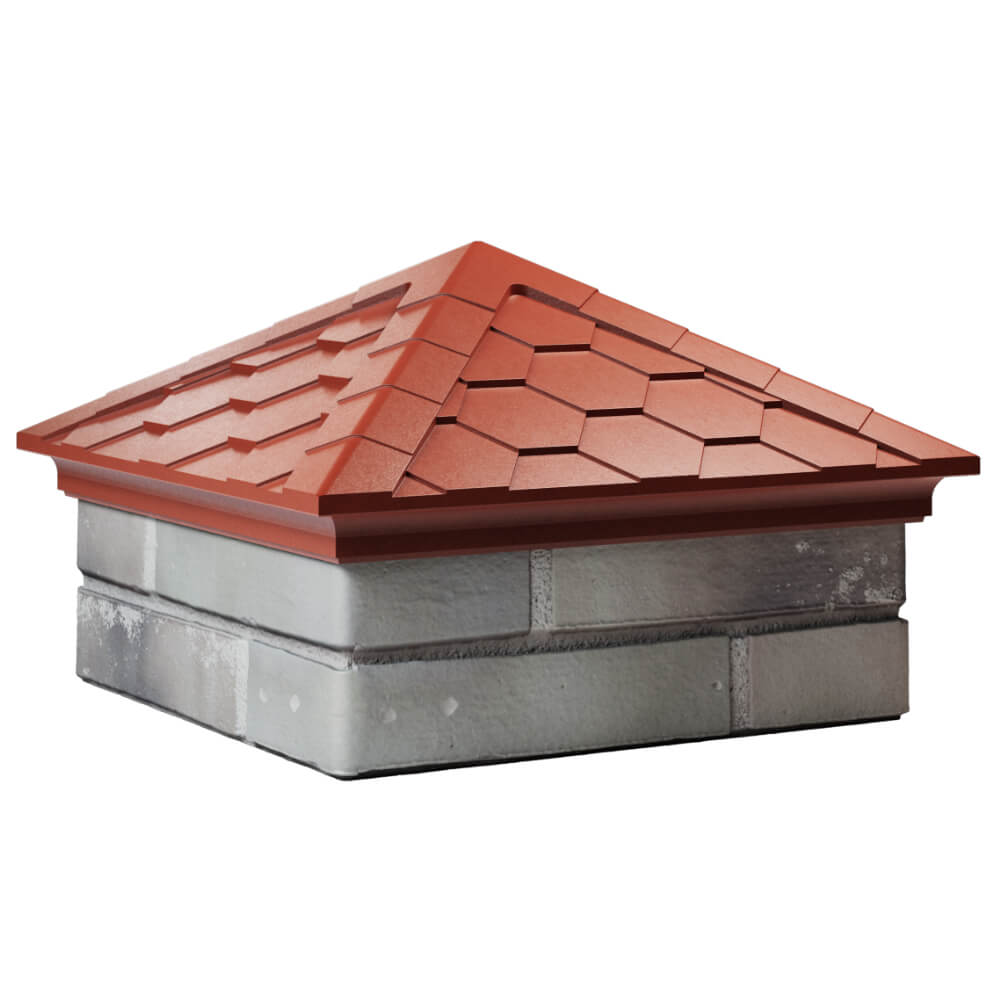 Колпак Zking Эверест Красный на столб 1.5х1.5 кирпича (390х390мм) в Туринске фото