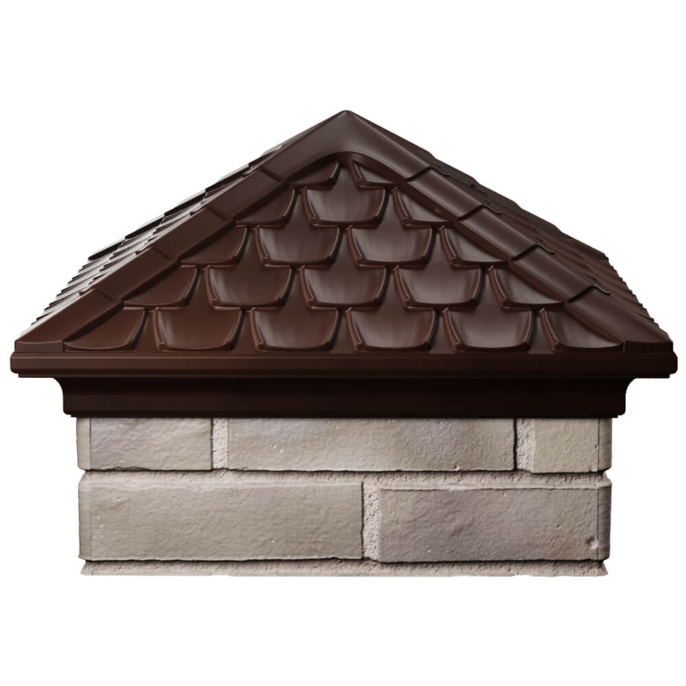 Колпак Zking Эльбрус Коричневый на столб 1.5х1.5 кирпича (385х385мм) Туринск фото