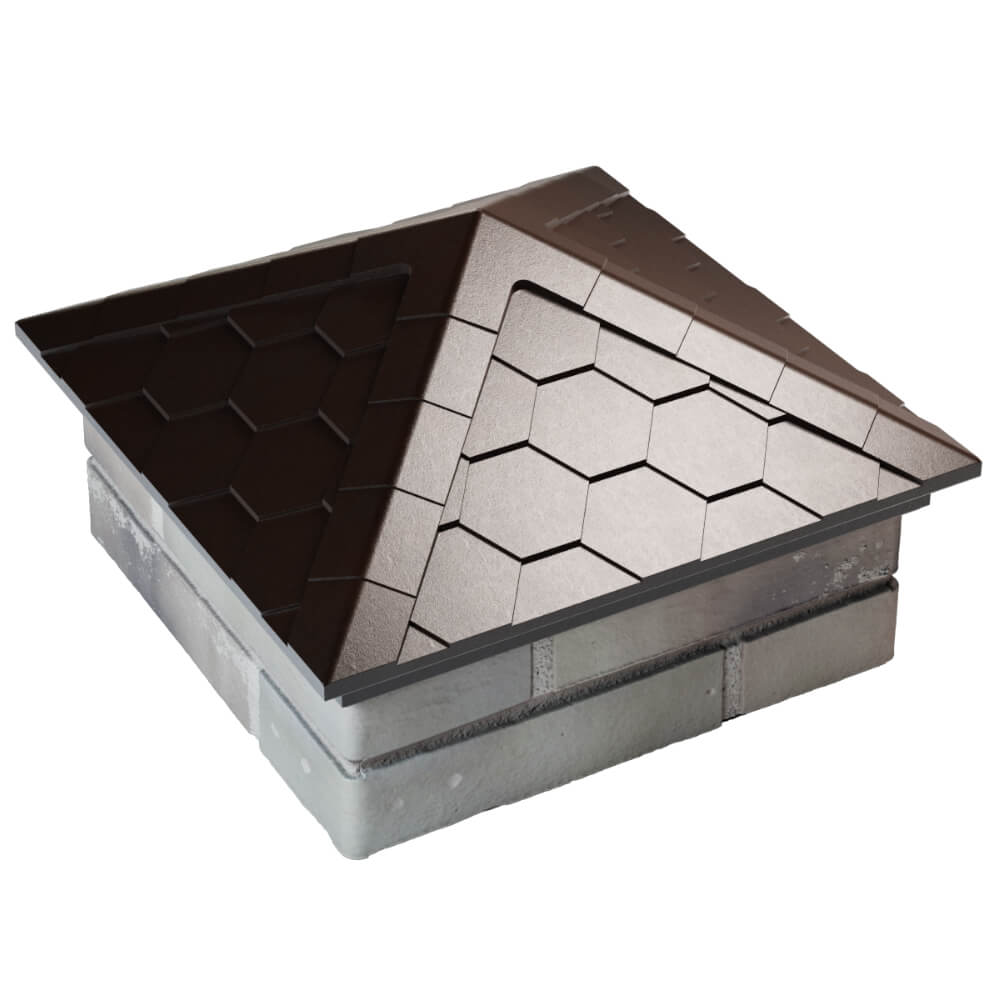 Колпак Zking Эверест Коричневый на столб 1.5х1.5 кирпича (390х390мм) в Туринске фото