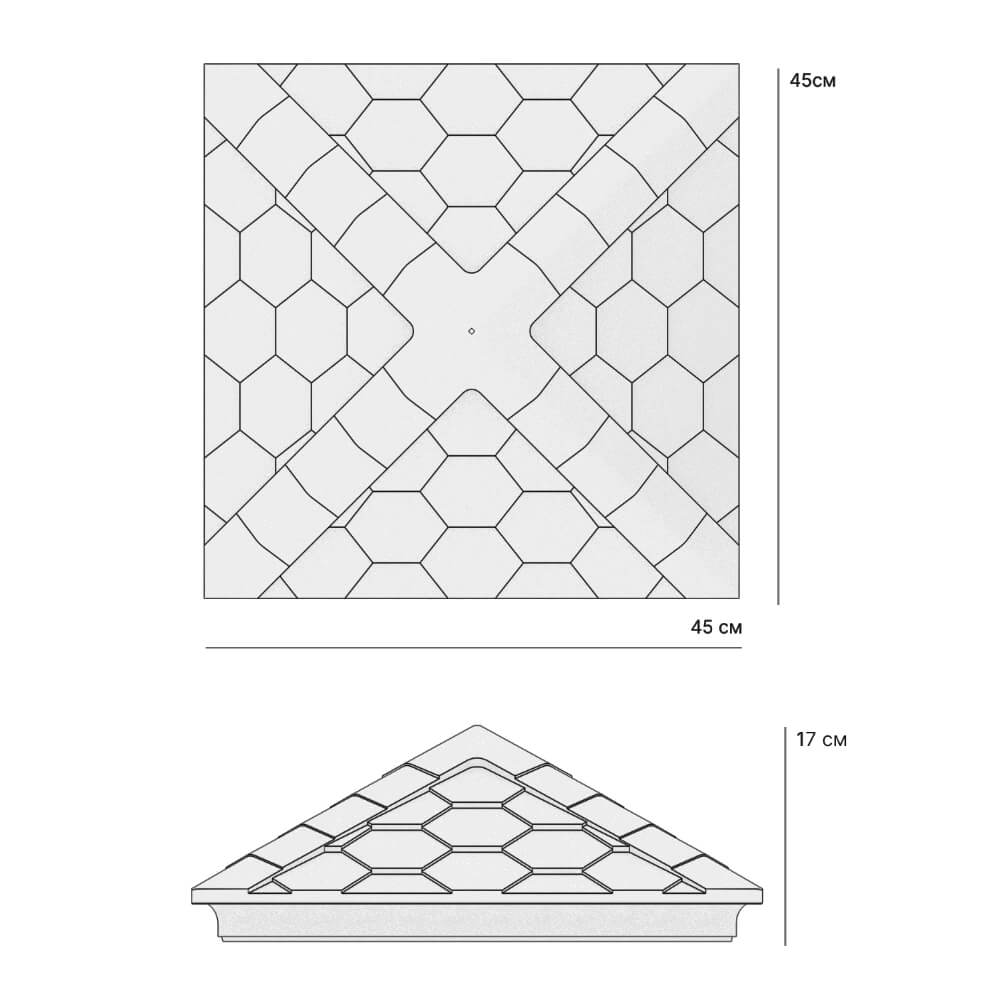 Колпак Zking Эверест Серый на столб 1.5х1.5 кирпича (390х390мм) в Туринске фото