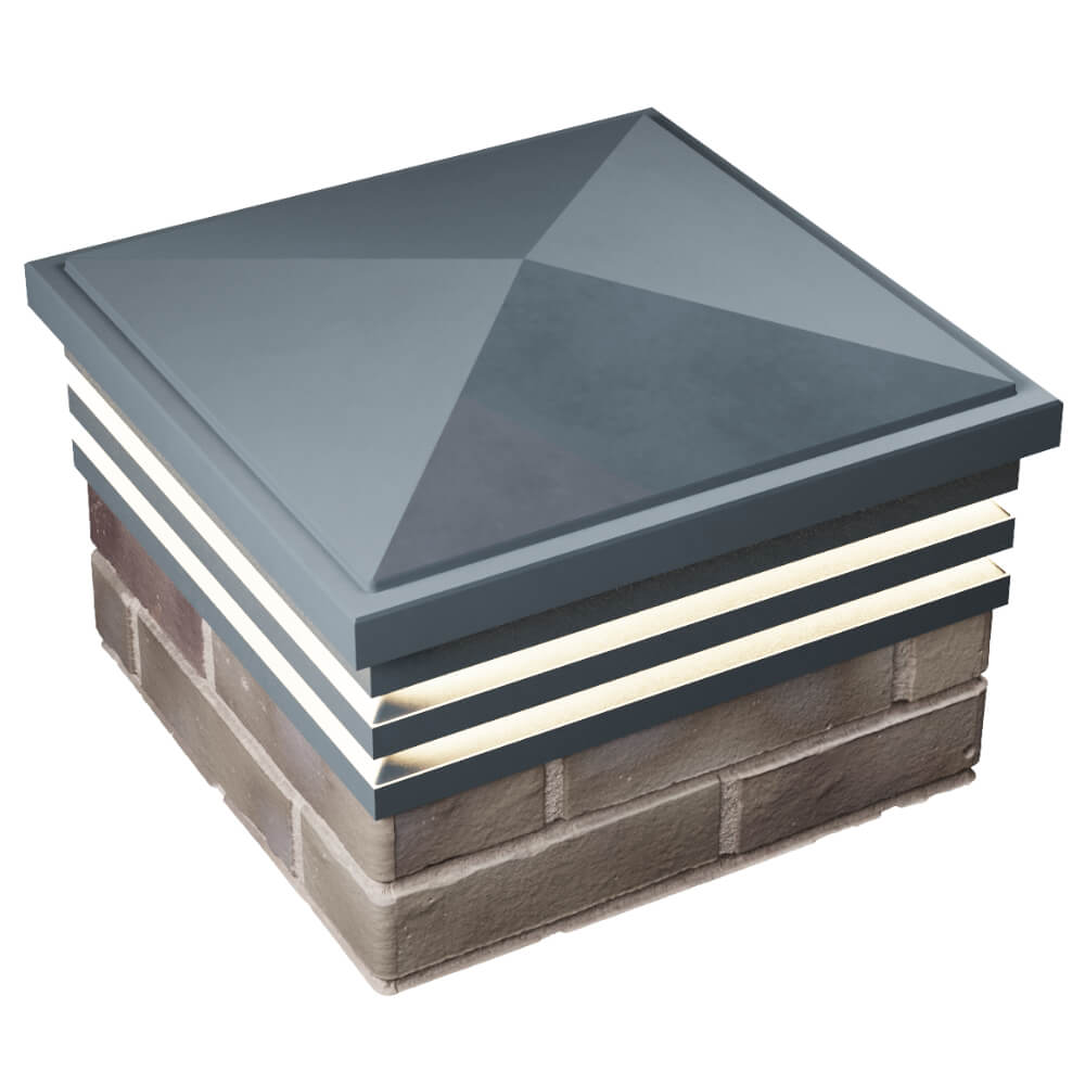 Колпак Zking Бона ХайТек Серый на столб 1.5х1.5 кирпича (385х385мм) с подсветкой в Туринске фото