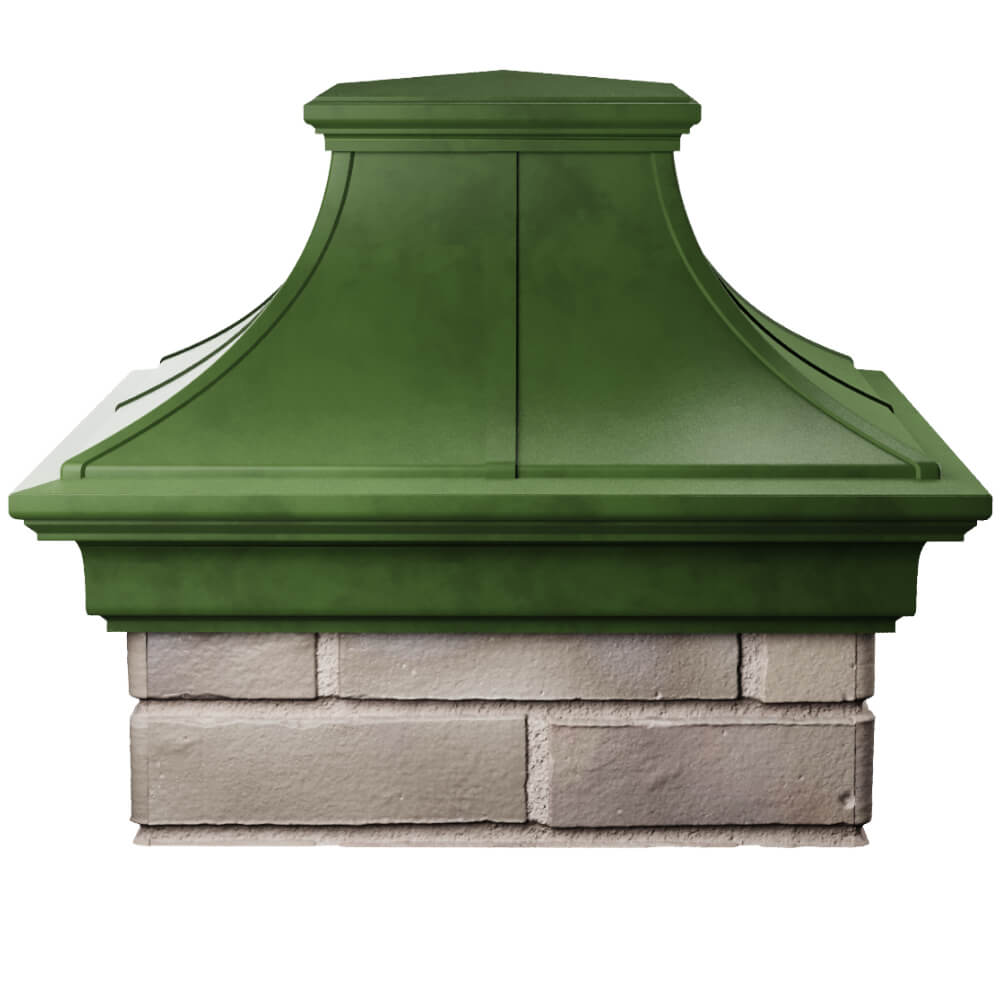 Колпак Zking Монблан Премиум Зеленый на столб 1.5х1.5 кирпича (385х385мм) Туринск фото