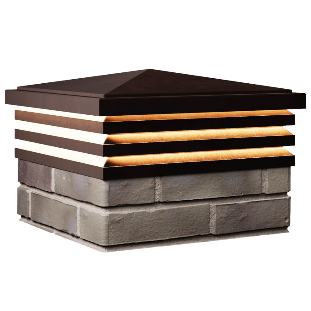 Колпак Zking Бона ХайТек Коричневый на столб 1.5х1.5 кирпича (385х385мм) с подсветкой