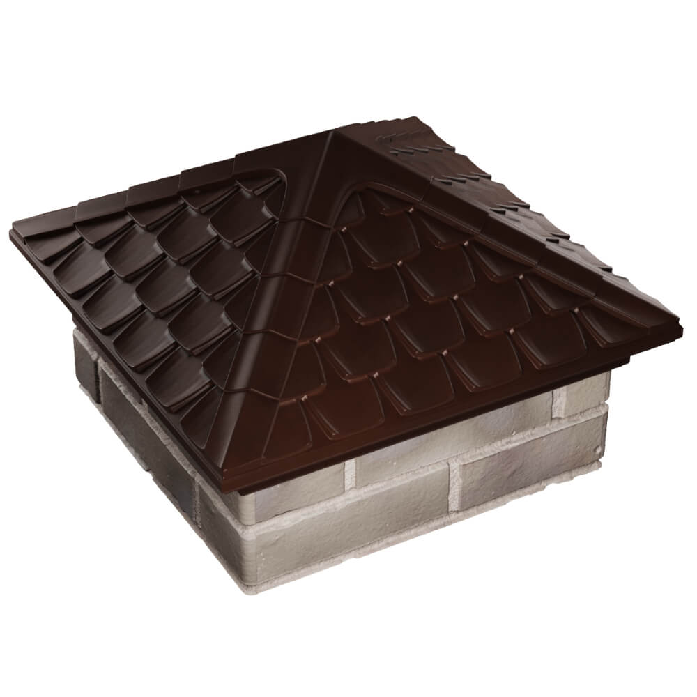 Колпак Zking Эльбрус Коричневый на столб 1.5х1.5 кирпича (385х385мм) в Туринске фото