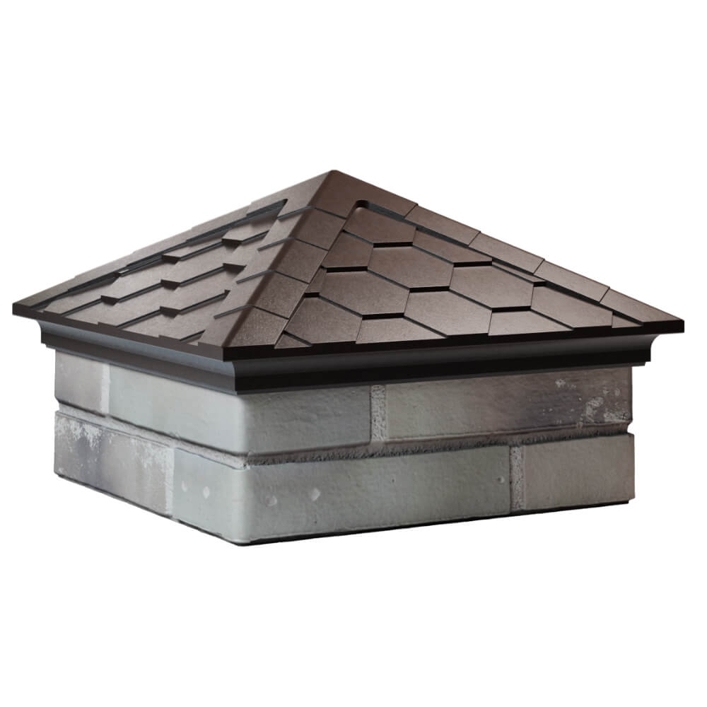 Колпак Zking Эверест Коричневый на столб 1.5х1.5 кирпича (390х390мм) в Туринске фото