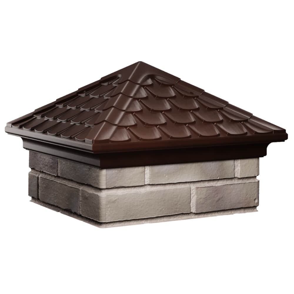 Колпак Zking Эльбрус Коричневый на столб 1.5х1.5 кирпича (385х385мм) в Туринске фото