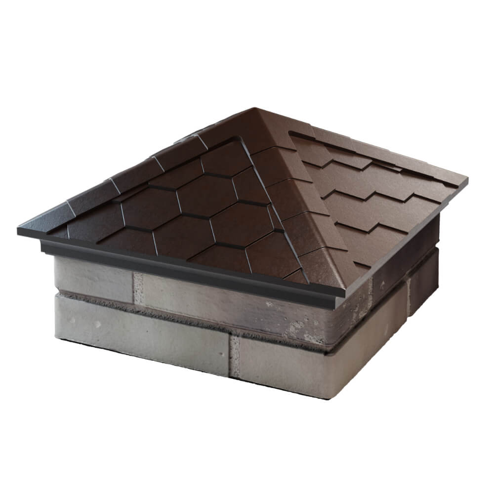 Колпак Zking Эверест Коричневый на столб 1.5х1.5 кирпича (390х390мм) в Туринске фото